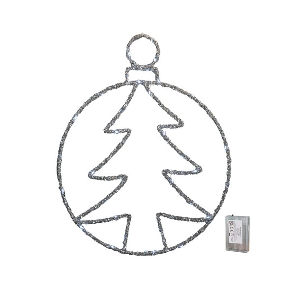 Samuel Alexander 49cm Battery Powered Light up Silver Christmas Tree Ball with Twinkling LEDs