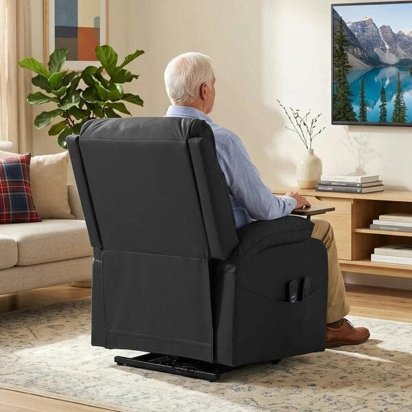 Riser Recliner Chair with Massage and Heat, Electric Lift Recliner Armchair for Elderly, with Side Table, Black