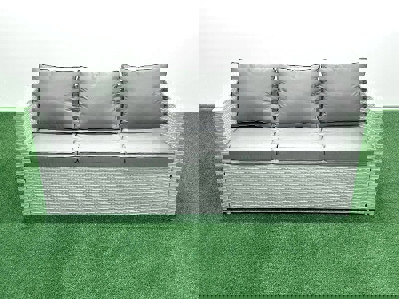 Fimous Garden Outdoor PE Rattan Furniture Set 6 Seater Rattan Garden Sofa Set with Side Table Light Grey Mixed