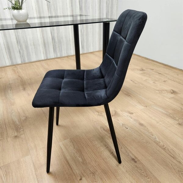 Kosy Koala Black Glass Dining Table Set With 4 Black Velvet Chairs For Dining Room And Kitchen Furniture