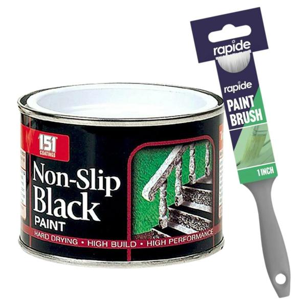 151 Nonslip Black Matt Paint Tin 180ml With 1" Paint Brush