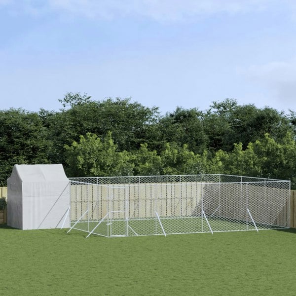 Berkfield Outdoor Dog Kennel with Roof Silver 6x6x2.5 m Galvanised Steel