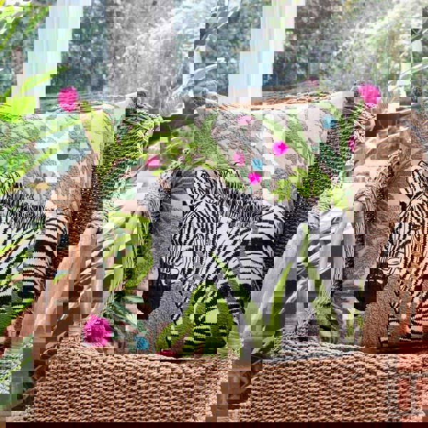 Wylder Embroidered Zebra Cushion Cover - Multicoloured