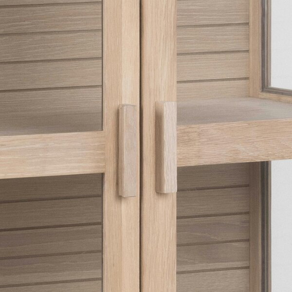Wyld Haus Nakskov White Oak Wood Panelled Display Cabinet 2 Glass Doors