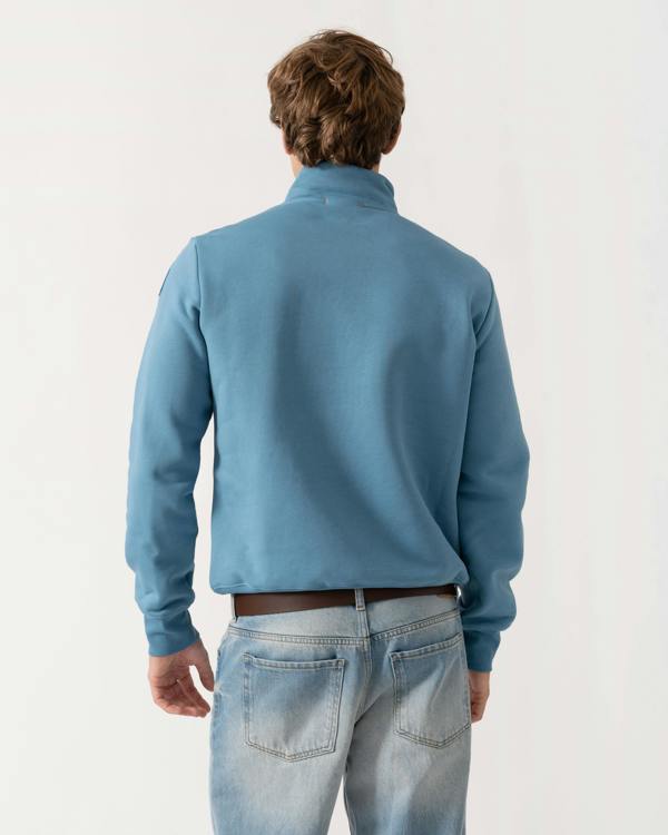 Back shot of Parajumpers Broad Peak Mens Quarter Zip Sweatshirt - Sky Steel 138