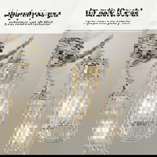 Emitto Crystal Ceiling Light 3 Light Semi Flush Mount Lamp E27 Chandelier Chrome