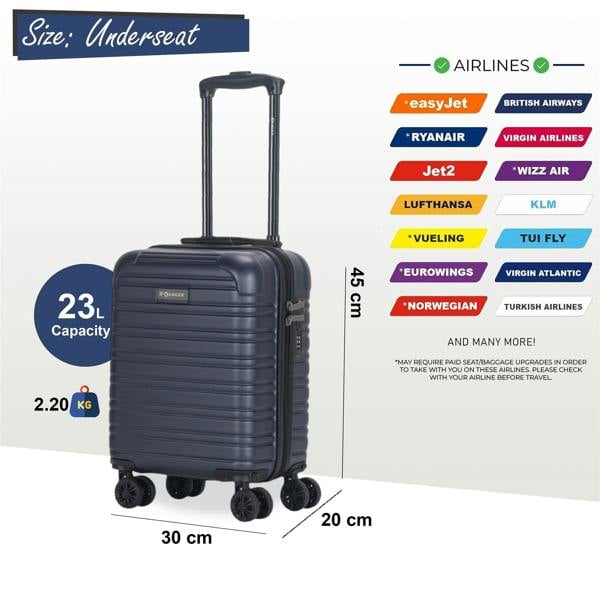 Eagle Luggage ABS Hardshell Underseat Cabin Suitcase 45 x 30 x 20 cm Luggage Suitable for Wizz Air
