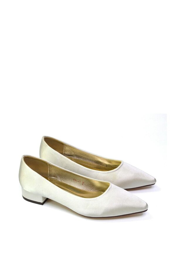 XY LONDON Pointed Toe Wedding Shoes Low Heel Bridal Heels