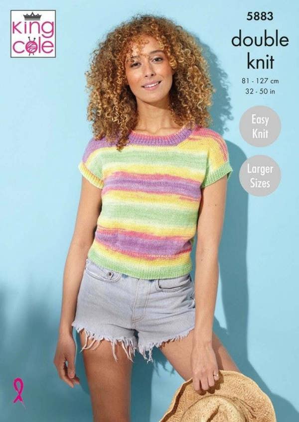 King Cole Tropical Beaches DK Knitting Pattern 5883, Tops, Sweaters for Women, 32 - 50 Inches - Easy