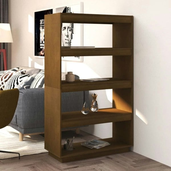 Berkfield Book Cabinet/Room Divider Honey Brown 80x35x135 cm Solid Pinewood
