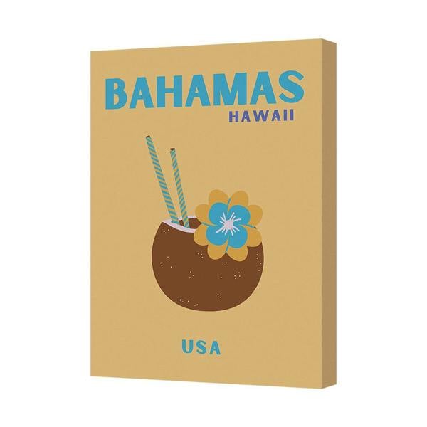 Benjamin Tate Design Tropical Coconut Drink Canvas Wall Art Bahamas Hawaii USA