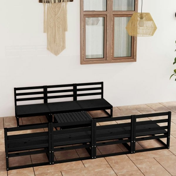 Berkfield 8 Piece Garden Lounge Set Black Solid Pinewood