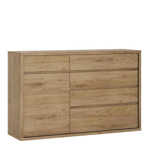 Wyld Haus Athens Natural Oak Wood Effect 1 Door 5 Drawer Storage Chest