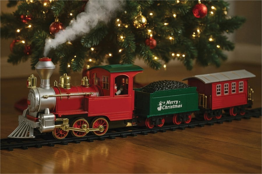 St Helens Christmas Music Train with Smoke effect.
