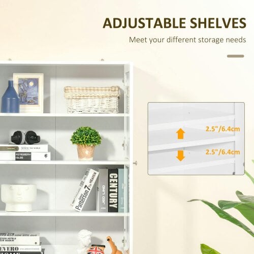 Wyld Haus Mola Colu Wood And Glass White Display Bookcase With Adjustable Shelves And Glass Doors