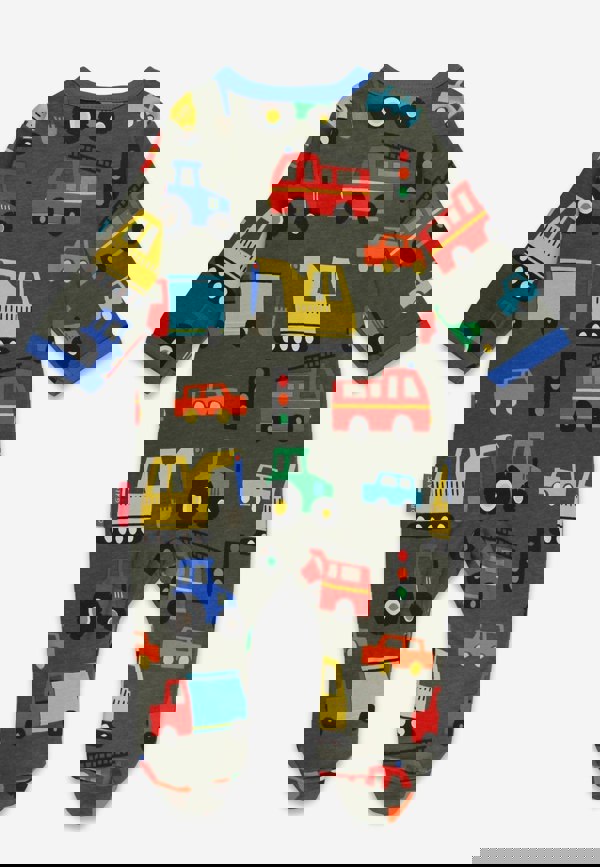 Organic Transport Print Sleepsuit - Toby Tiger