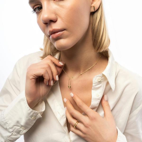 Spero London Sterling Silver Safety Pin Necklace & Earring Set