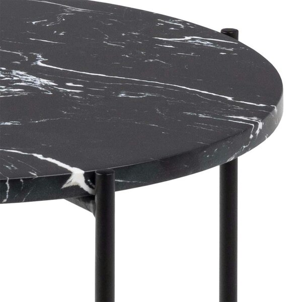 Wyld Haus Verona Round Black Marble Stone Side Table