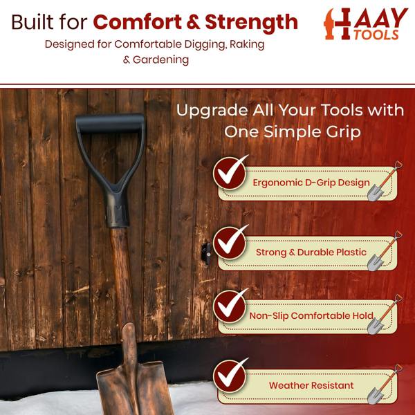 HAAY TOOLS Heavy Duty Plastic Replacement Handle for Spade, Shovel, Garden Fork & Axe – Durable Universal Garden Tool Handle, Strong Grip, Easy Fit