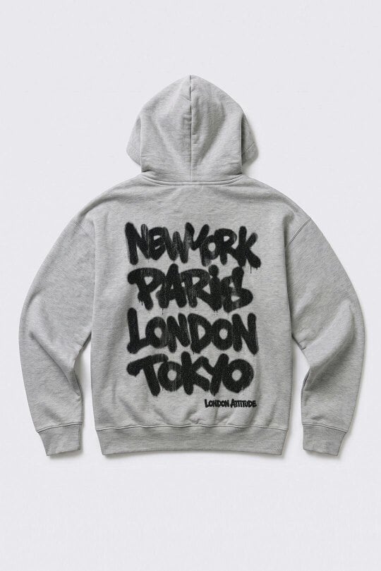 London Attitude Oversized City Graffiti Graphic Hoodie