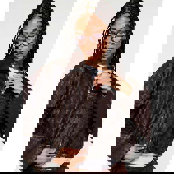 Pink Vanilla Faux Leather Puffball Jacket