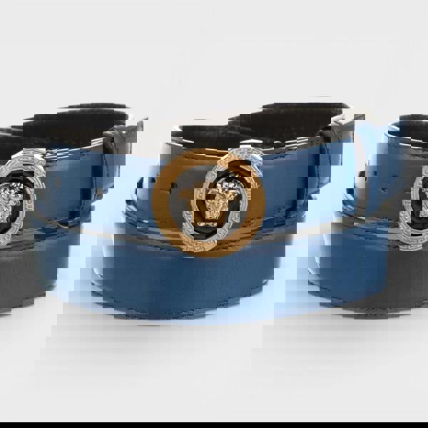 Versace Medusa Leather Belt Navy Blue Black