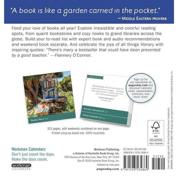 A Book Lovers Year Desk Calendar 2027, Desk Calendars, Day To View, History & Literature, Gift