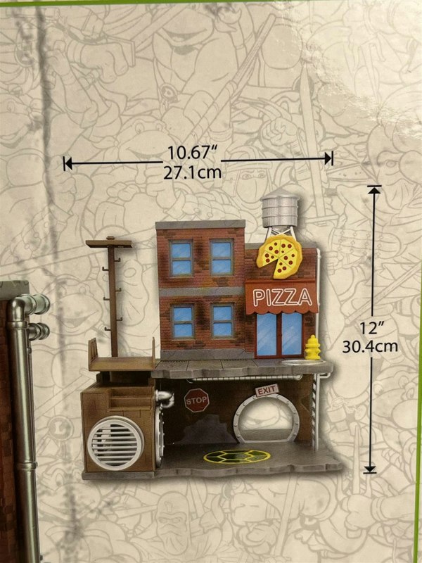 a toy pizza shop with dimensions