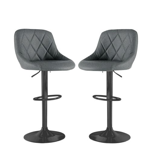 Neo Dark Grey Fabric & Black Steel Bar Stool Set of Two