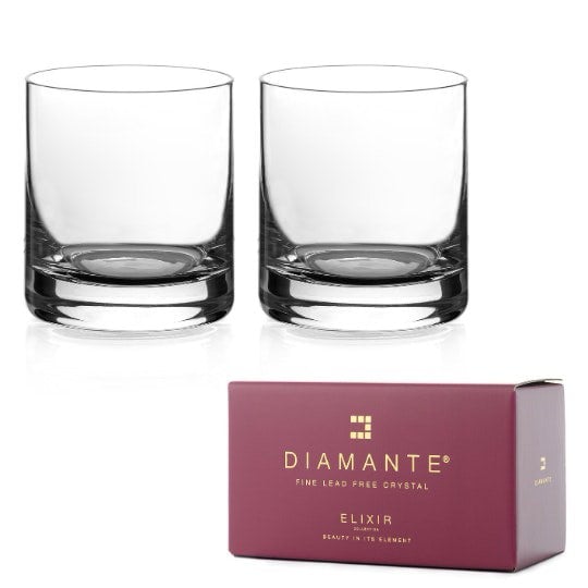 Diamante Auris Whisky Tumblers with Tray - Set of 2