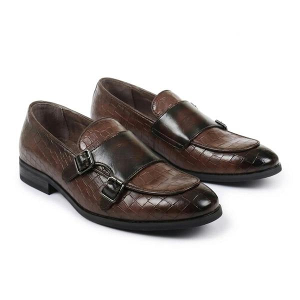 Dolcetto Men's Vegan Leather Double Monk Strap Loafers