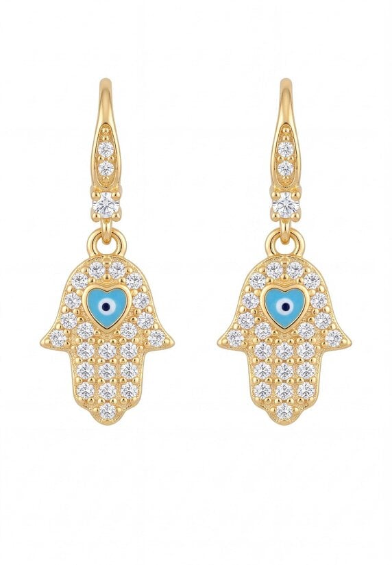Latelita Hamsa Hand Drop Earrings Gold
