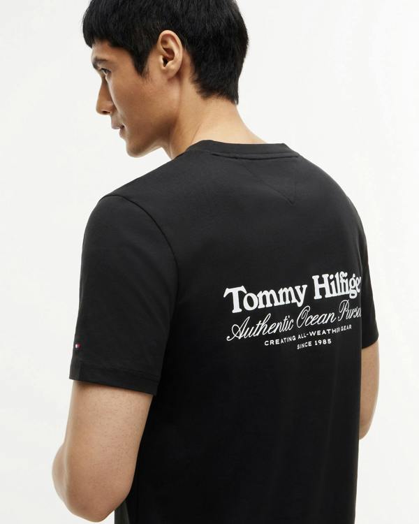 Tommy Hilfiger Nautical Back Graphic Mens T-Shirt - Black