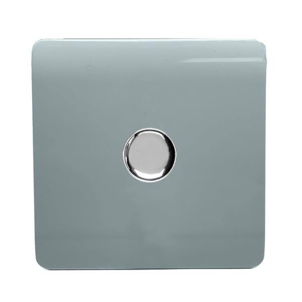 Trendi 1 Gang 2 Way 150w LED Dimmer Screwless 10 Amp Wall Light Switch in Cool Grey - ART-LDM150WCG