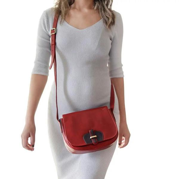 Lifestyle view of Bordeaux Leather Shoulder bag