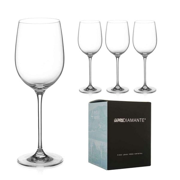 Diamante Moda Red Wine Glasses - Set of 4