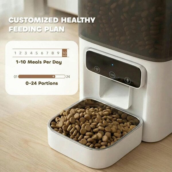 Automatic Cat Feeder, 4.5L WiFi Cat Food Dispenser with Timer, Programmable 1-10 Meals, Auto Pet Feeder