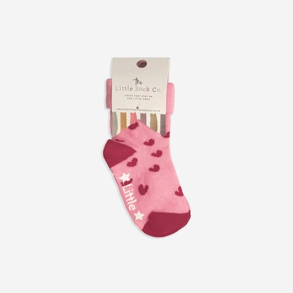 Little Sock Co. Non-Slip Stay on Baby and Toddler Socks - 3 Pack in Amore
