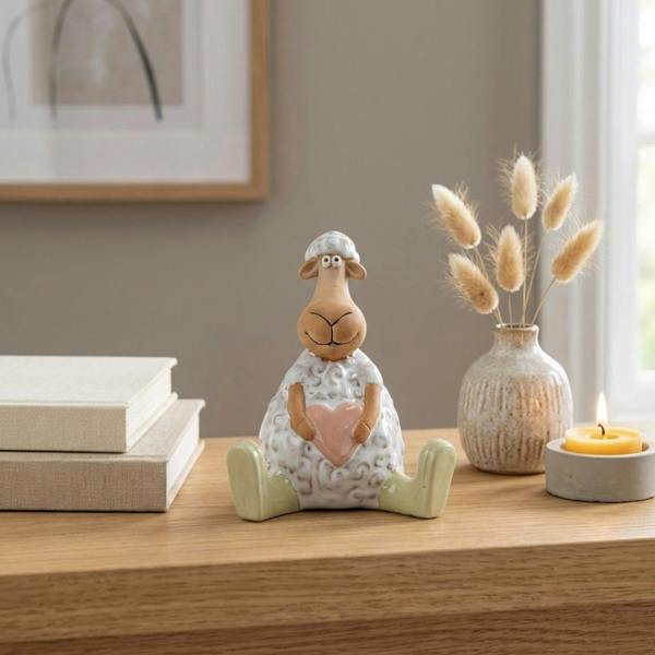 Garden Greatness Sitting Sheep Holding Heart Ornament