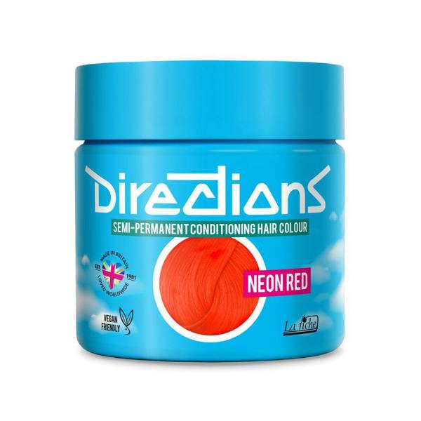 Directions 8 x La Riche Directions Semi-Permanent Hair Color 100ml Tubs - Neon Red