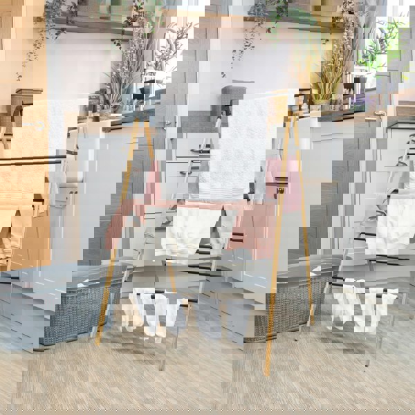 JVL Bamboo Extendable 4 Tier Clothes Ladder, Brown