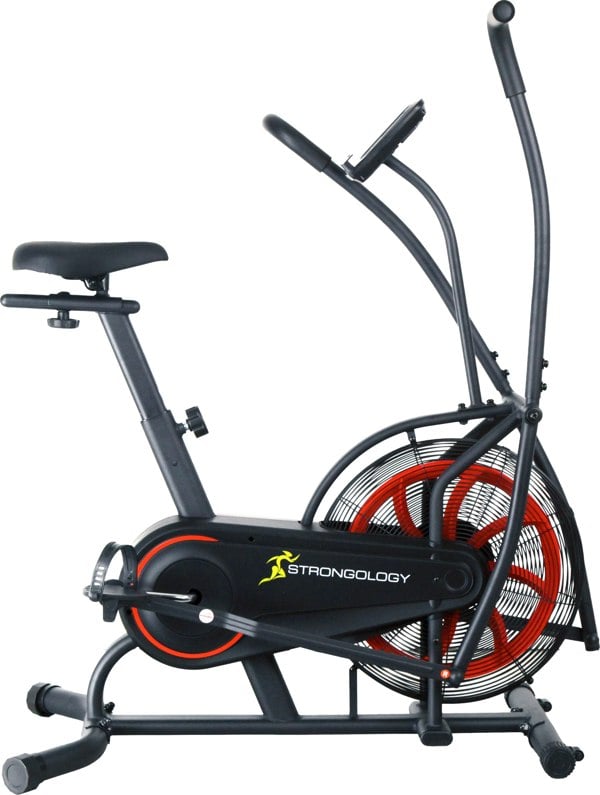 Strongology SCORPION Assault Bike – Compact Home Fitness Stationary Bike for Full Body Workouts with Smooth Fan Resistance and LCD Display