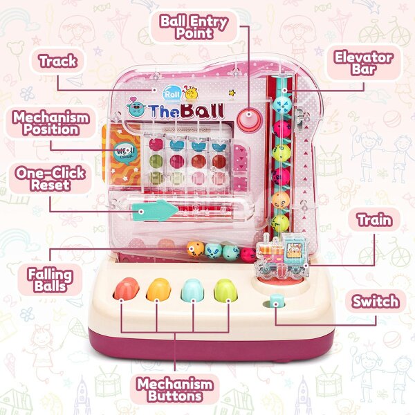 deAO Toys Rolling Track Ball Puzzle Game – Interactive Educational Toy with Multiple Play Modes - pink