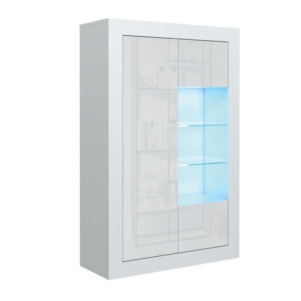 Mex Furniture Elegant 140cm Cabinet Sideboard with White High Gloss Doors and Free LED"