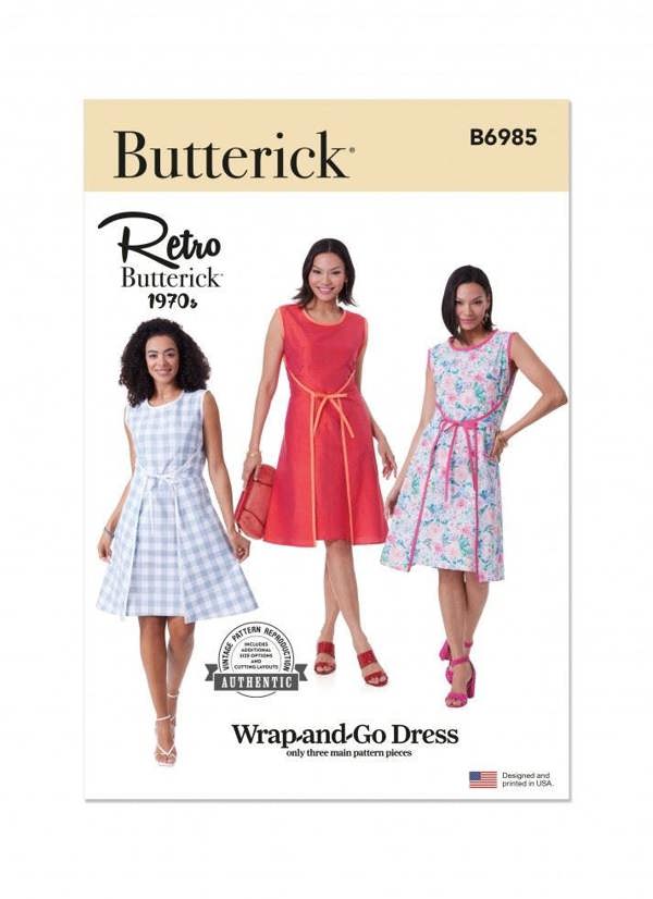 Butterick Sewing Pattern 6985, Dresses, Vintage Style for Women, B5 (8-10-12-14-16) - Easy