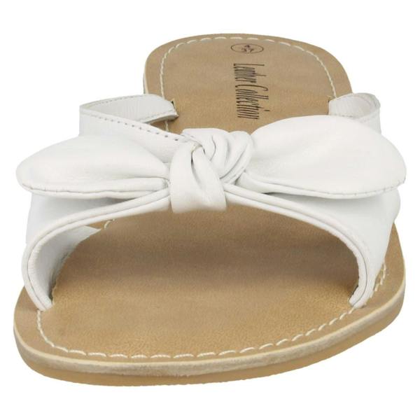 Leather Collection Ladies Leather Collection Flat Twist Bow Mule Sandals