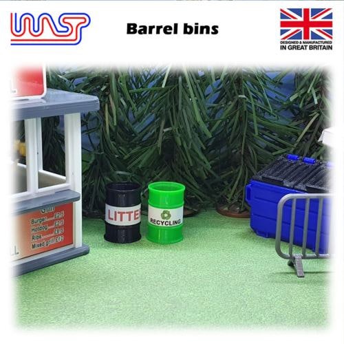 MCSlots Slot Car Scenery Track Side Green Recycle Barrels x 5 WASP NEW
