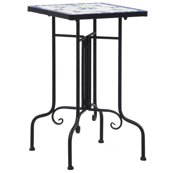 Berkfield Mosaic Side Table Blue and White Ceramic