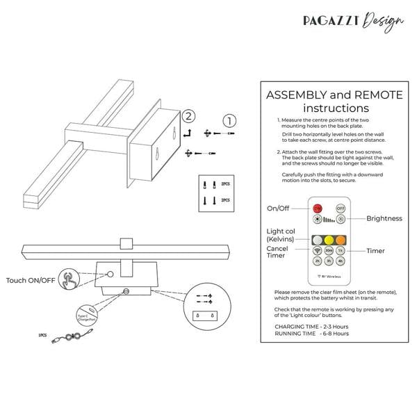 Pagazzi Lighting Vesper Black Magnetic Rechargeable LED Picture Light