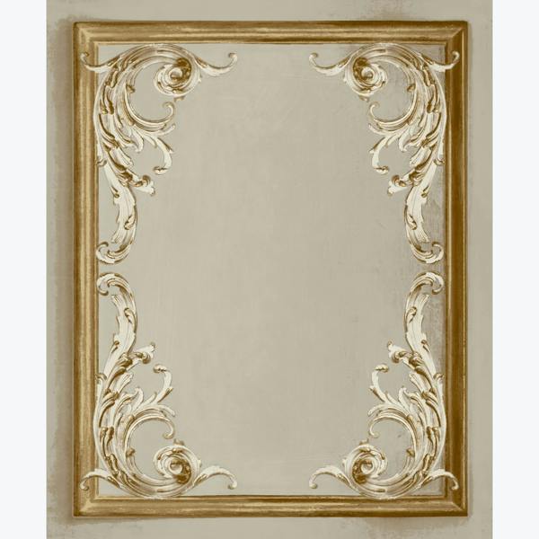 Grandeco Paul Moneypenny Neutral Beige Rococo Plaster Panel Wallpaper for Grandeco